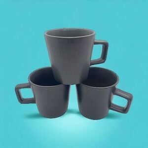 Stone Lain Matte Dark Brown Stoneware Mugs Set of 3